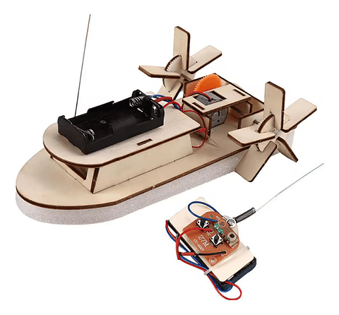 Barco Bote Rc Para Armar Control Remoto Crema Bote