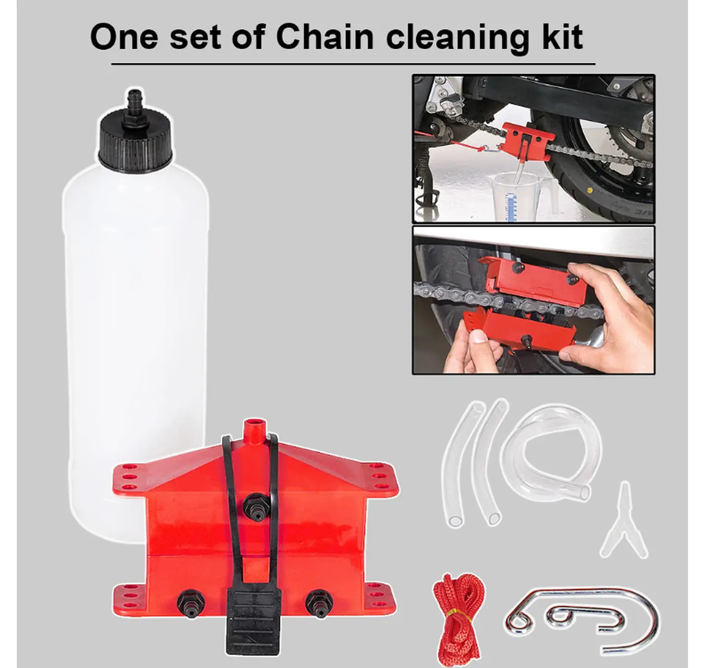 Kit moto limpia cadena desengrasante herramienta 2