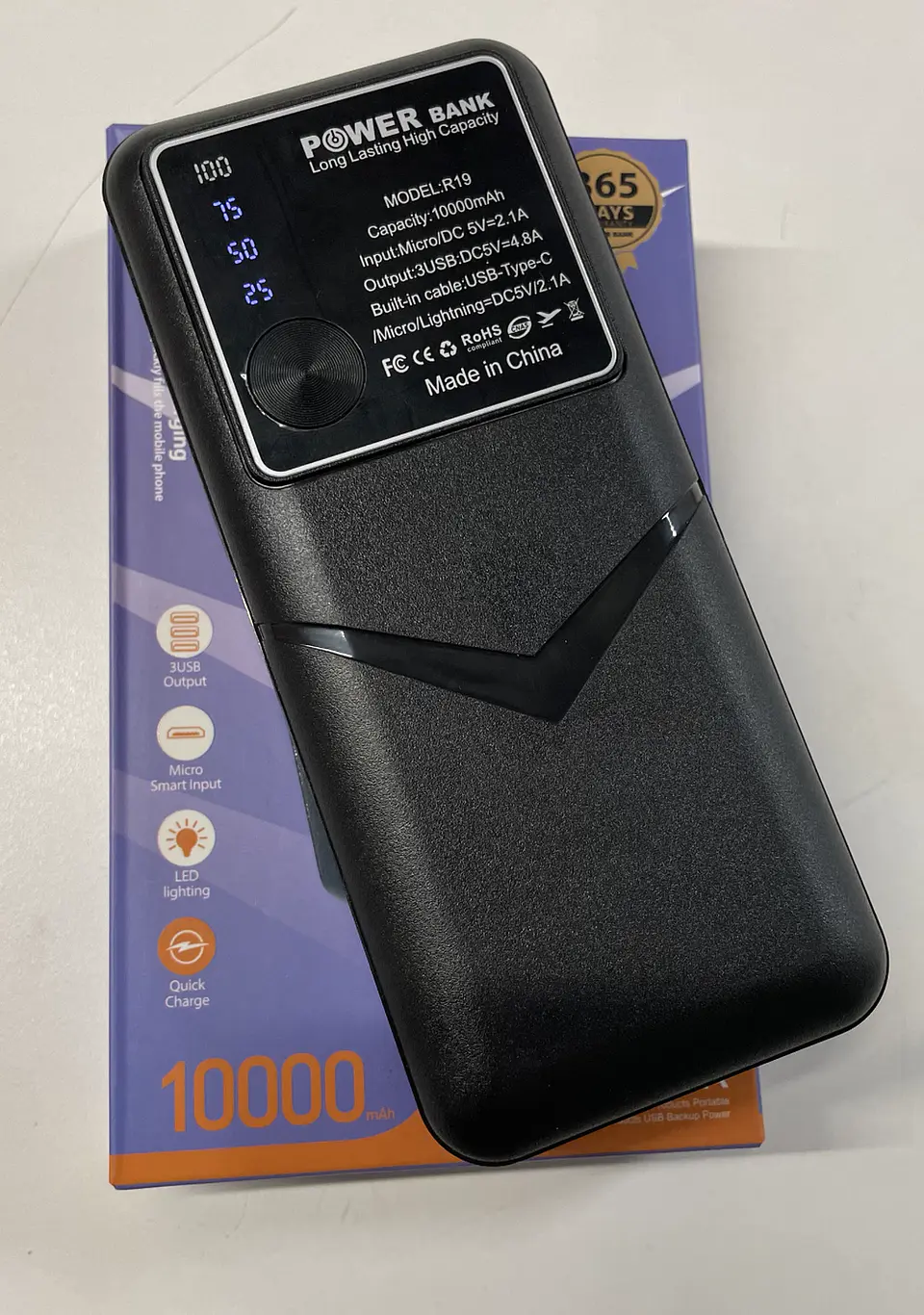Power Bank 10000mah Carga Rapida Color Negro 3