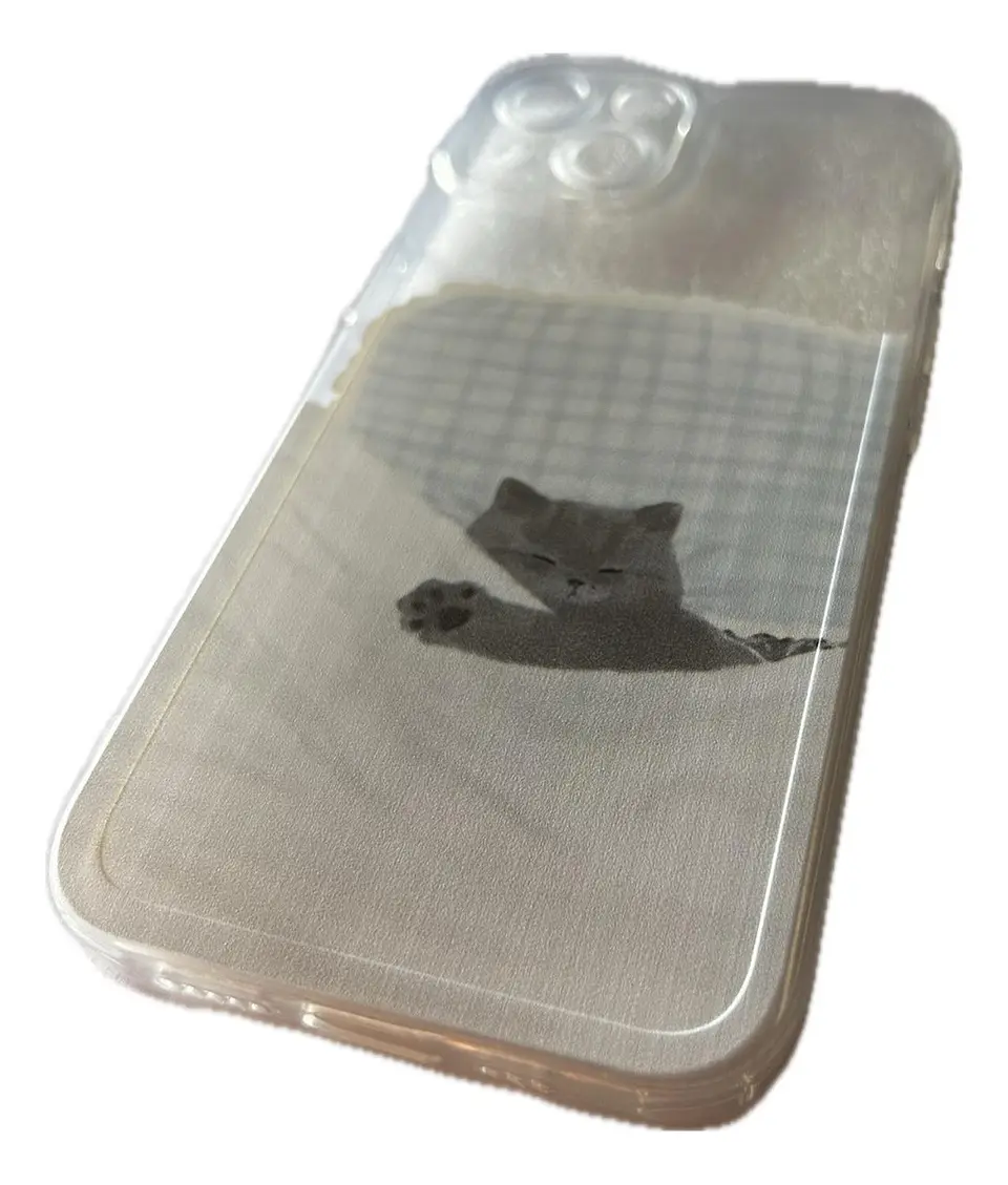 Carcasa Para iPhone Gatito Gato Durmiendo Diseño Unico Transparente iPhone 13 - 14.-15 6