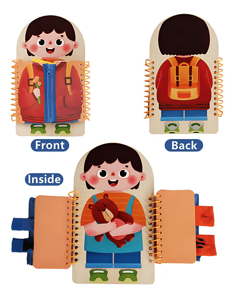 Tablero Montessori Para Aprendizaje Habilidad De Vestimenta