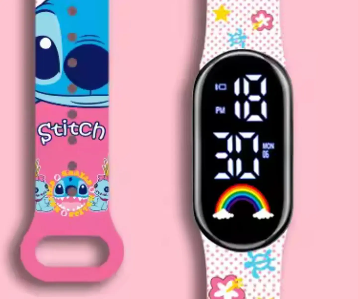 Reloj Digital Pulsera Con Diseño Estilo Stich Rosa Chicle Rosa Chicle Rosa Chicle 2