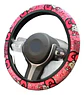 Cubridor De Volante Manubrio Diseño Para Autos Negro Diseño Rosa Chicle - Miniatura 1