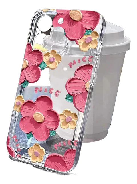 Carcasa Para iPhone Diseño Floreado Nice Unico Transparente iPhone 13 - 14 -15