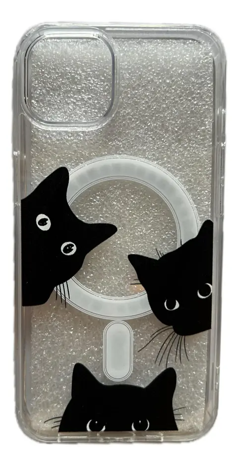Carcasa Para iPhone Gatitos Gato Asomado Modelos Diseño Transparente iPhone 13. - 14 - 15