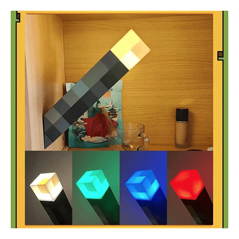Lampara Noche Minecraft Antorcha Montable Usb Recargable C