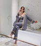 Pijama De Mujer Algodon Diseño Unico Gris Oscuro Liso S - Miniatura 1