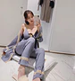 Pijama De Mujer Algodon Diseño Unico Gris Oscuro Liso S - Miniatura 3