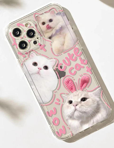 Carcasa Para iPhone Gato Gatito Cute iPhone Transparente iPhone 13 - 14