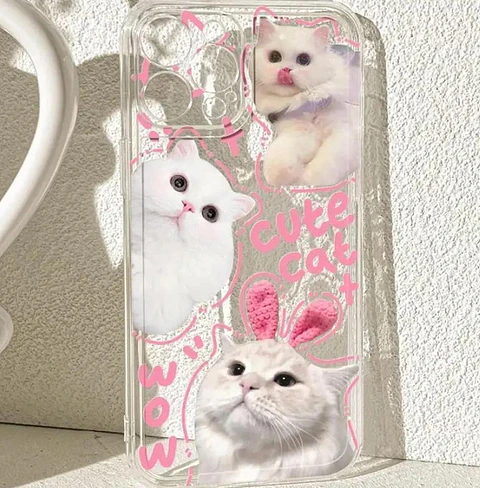 Carcasa Para iPhone Gato Gatito Cute iPhone Transparente iPhone 13 - 14
