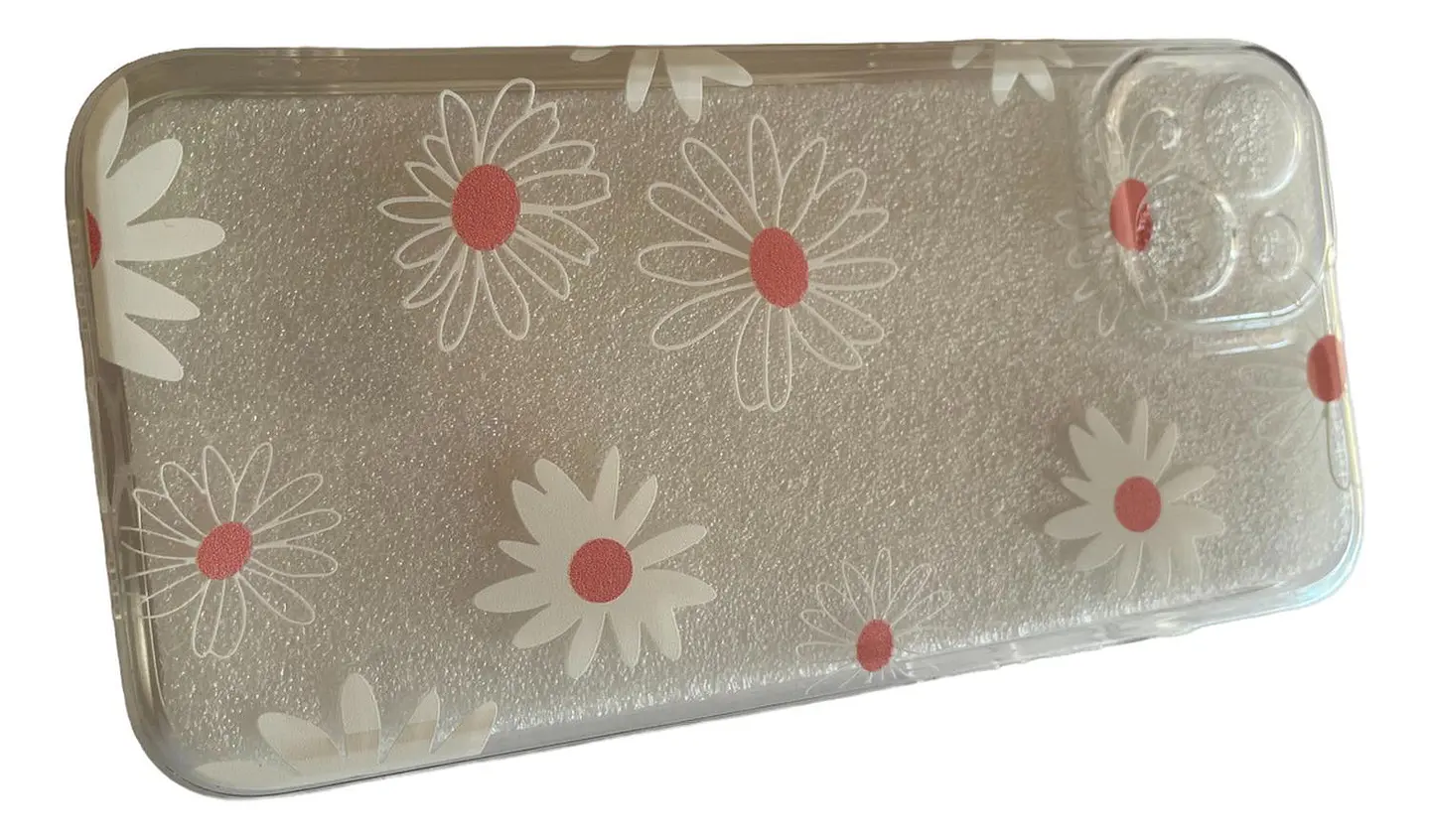 Carcasa Para iPhone Diseños Flores Floreado Blanco Transparente Floreado iPhone 13 - 14 -15 3