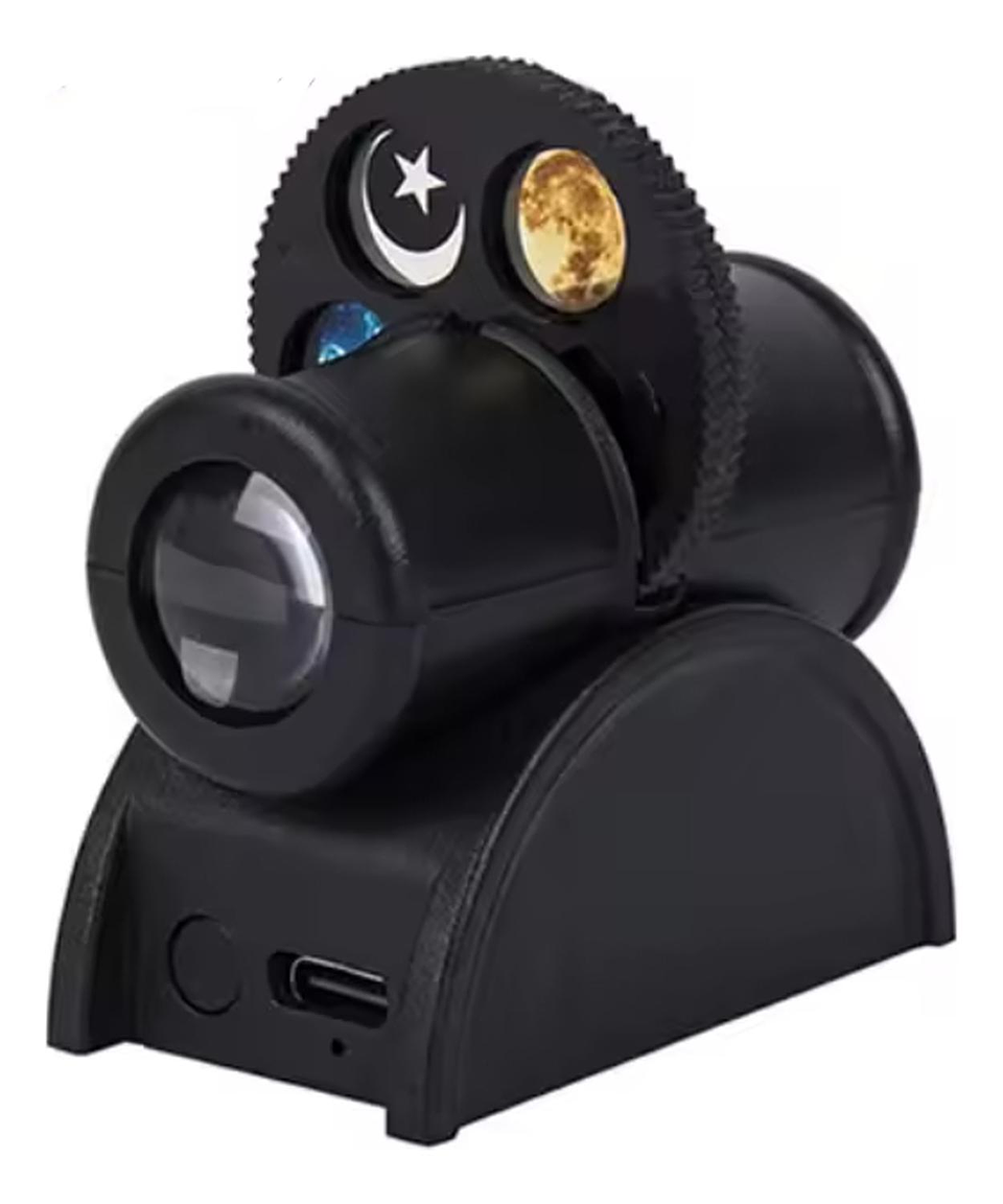 Poyector Mini De Planetas Tierra Luna Estrella Recargable Negro 1