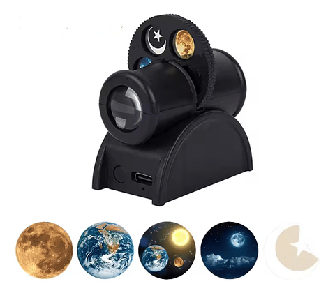Poyector Mini De Planetas Tierra Luna Estrella Recargable Negro