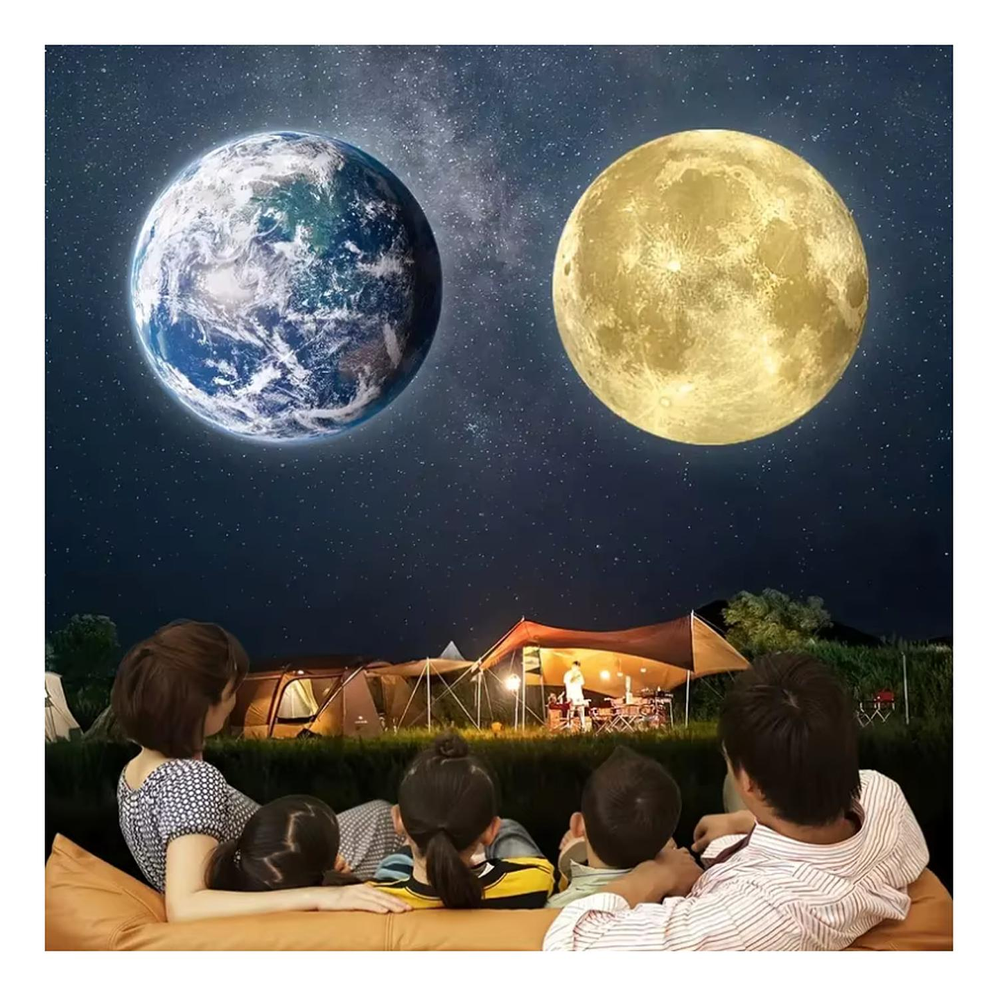 Poyector Mini De Planetas Tierra Luna Estrella Recargable Negro 4