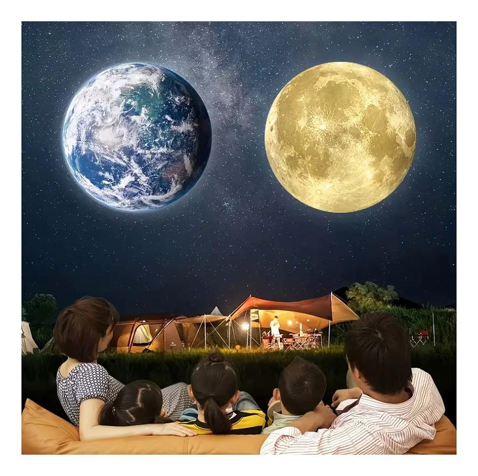 Poyector Mini De Planetas Tierra Luna Estrella Recargable Negro 4