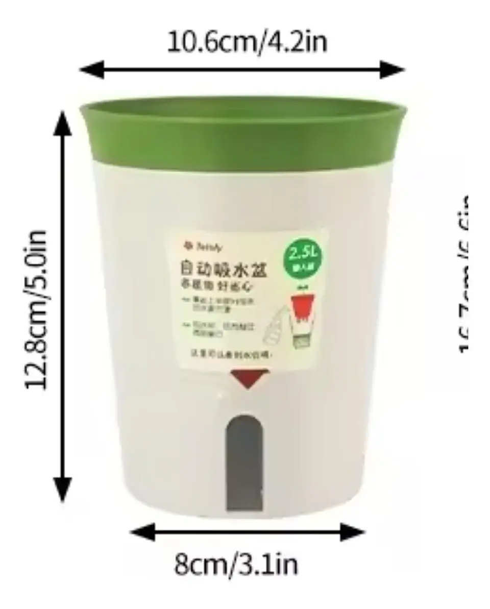 Macetero Autorregante Verde Musgo Con Medida De Agua 5