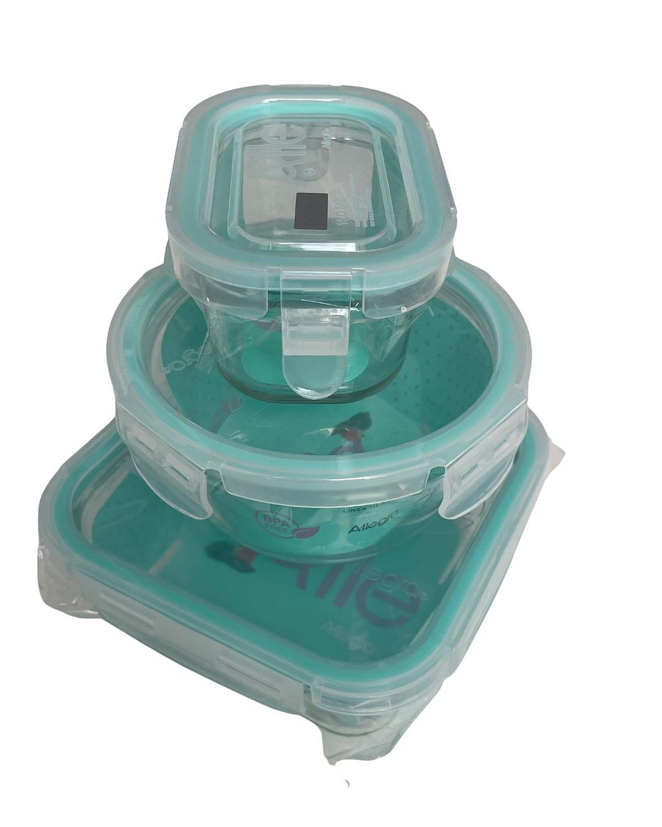 Pack 3 Taper Hermético Vidrio Comida Allegra 2