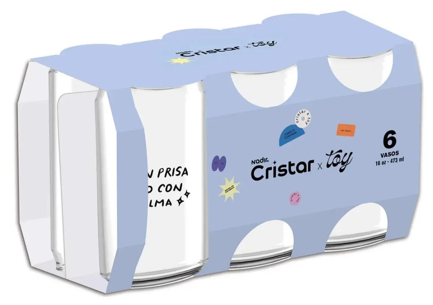 Set 6 Vasos De Vidrio Borosilicato Lata 16oz 460ml 1