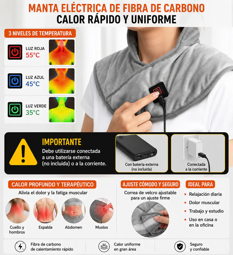 Manta calentador Hombros Cuello Hombro Relajación electrico 2