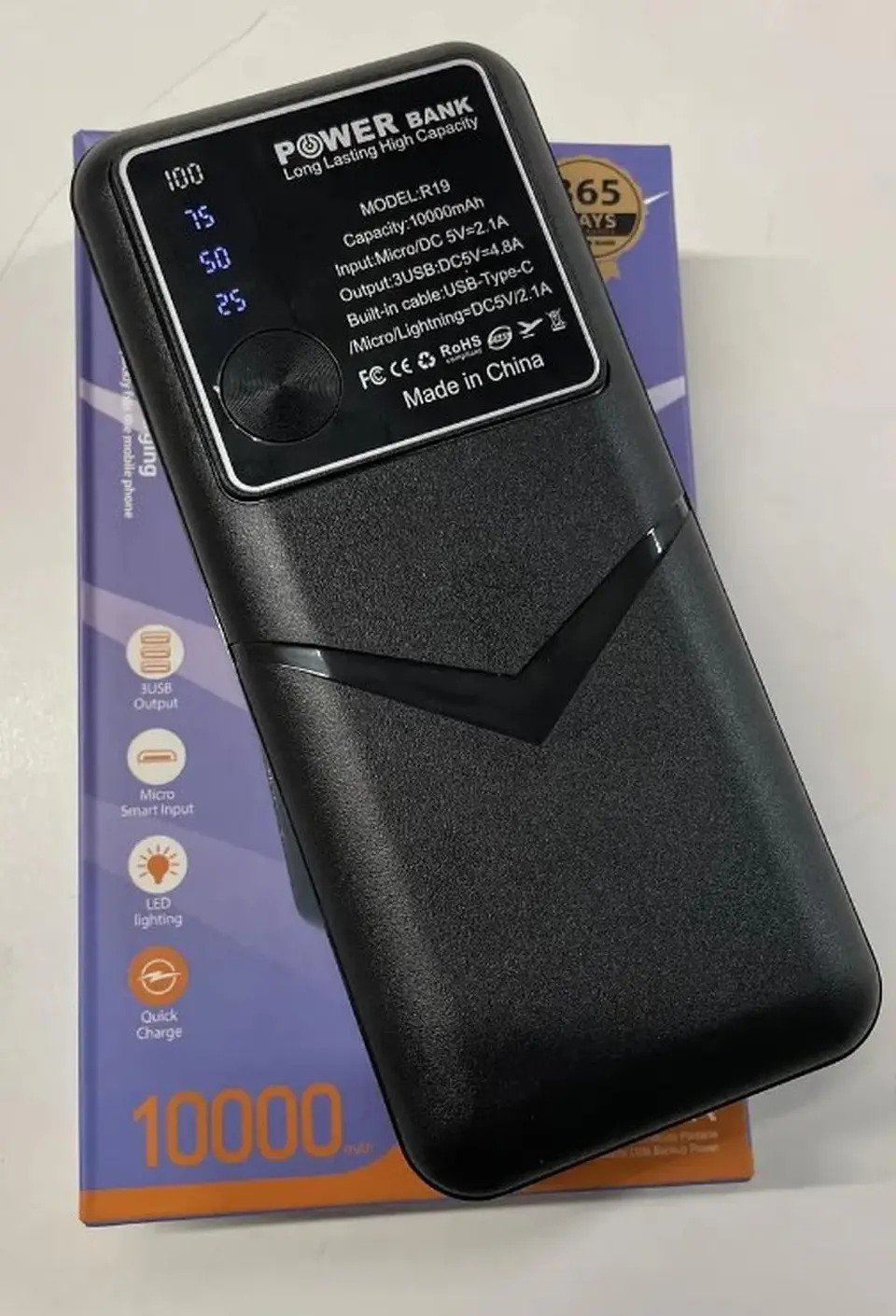 Powerbank 10000mah Carga Rapida Color Negro 5