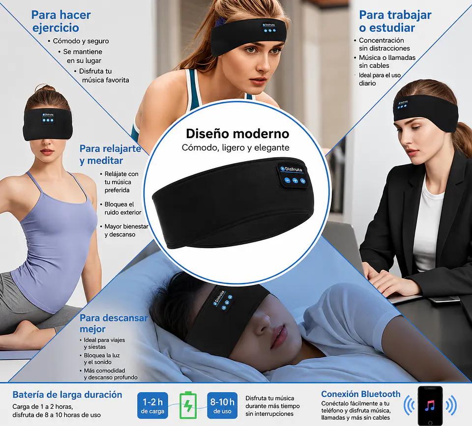 cintillo deportivo con bluetooth para escuchar musica 2