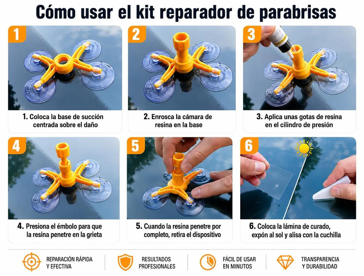 kit repara parabrisas piquetes auto piedras 2