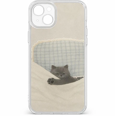 Carcasa Para iPhone Gatito Gato Durmiendo Diseño Unico Transparente iPhone 13 - 14.-15