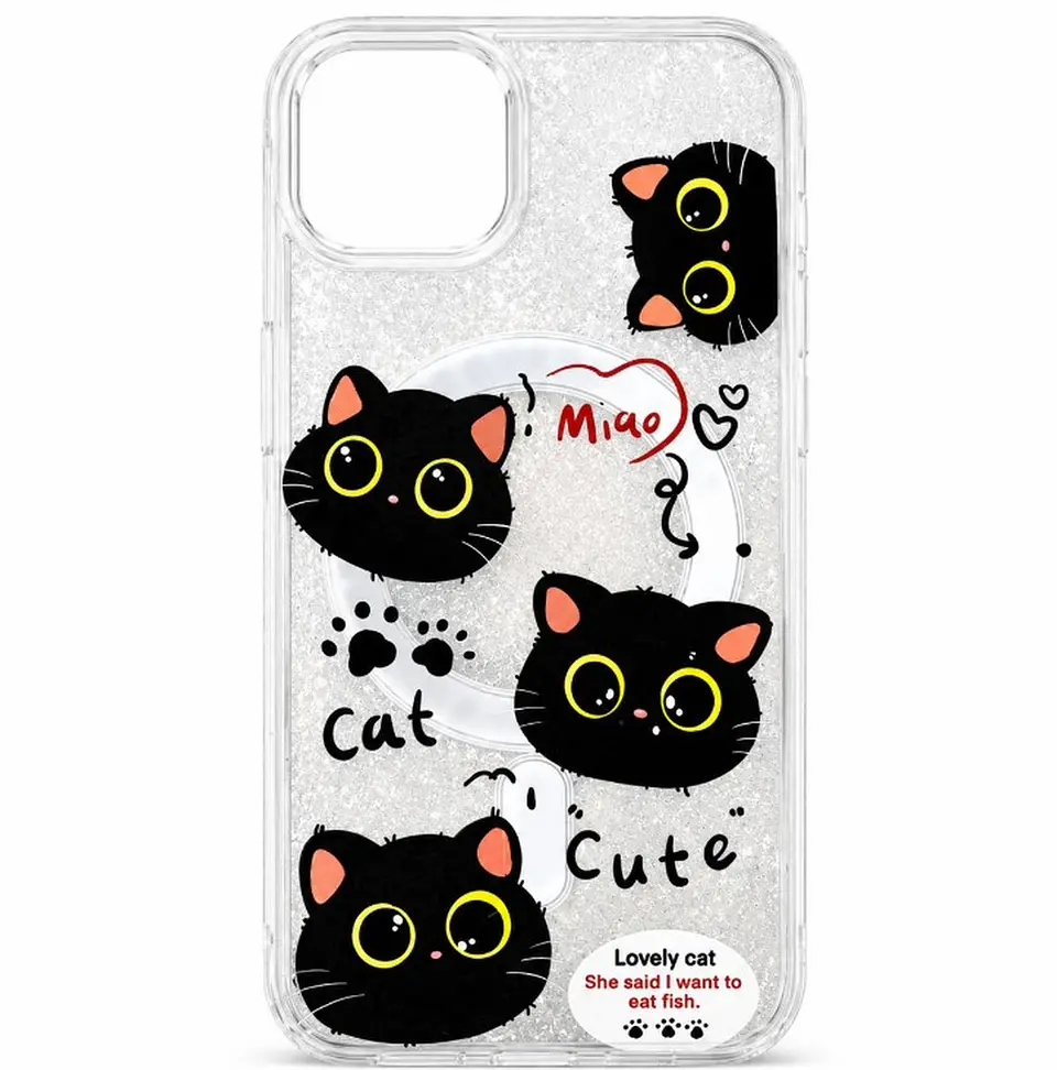 Carcasa iPhone Gatos Transparente/ iPhone 13-14-15 1