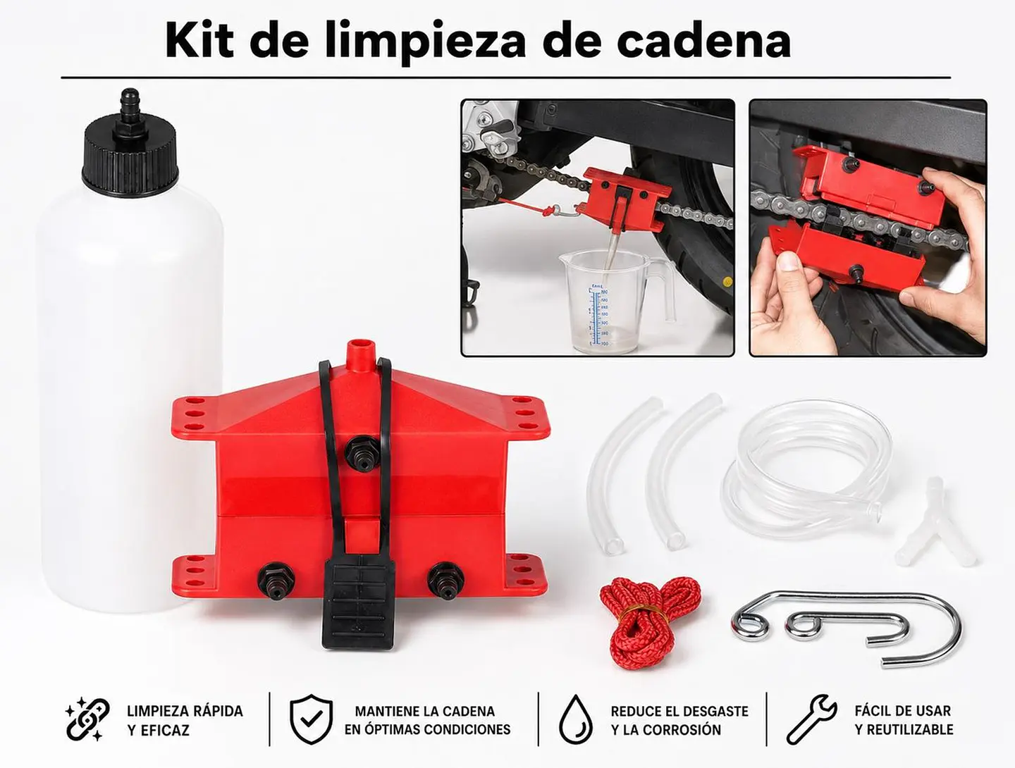 Kit moto limpia cadena desengrasante herramienta 2
