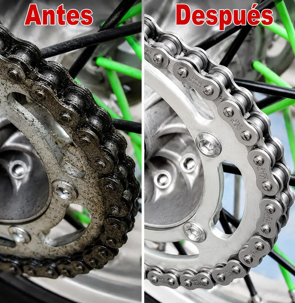 Kit moto limpia cadena desengrasante herramienta 4