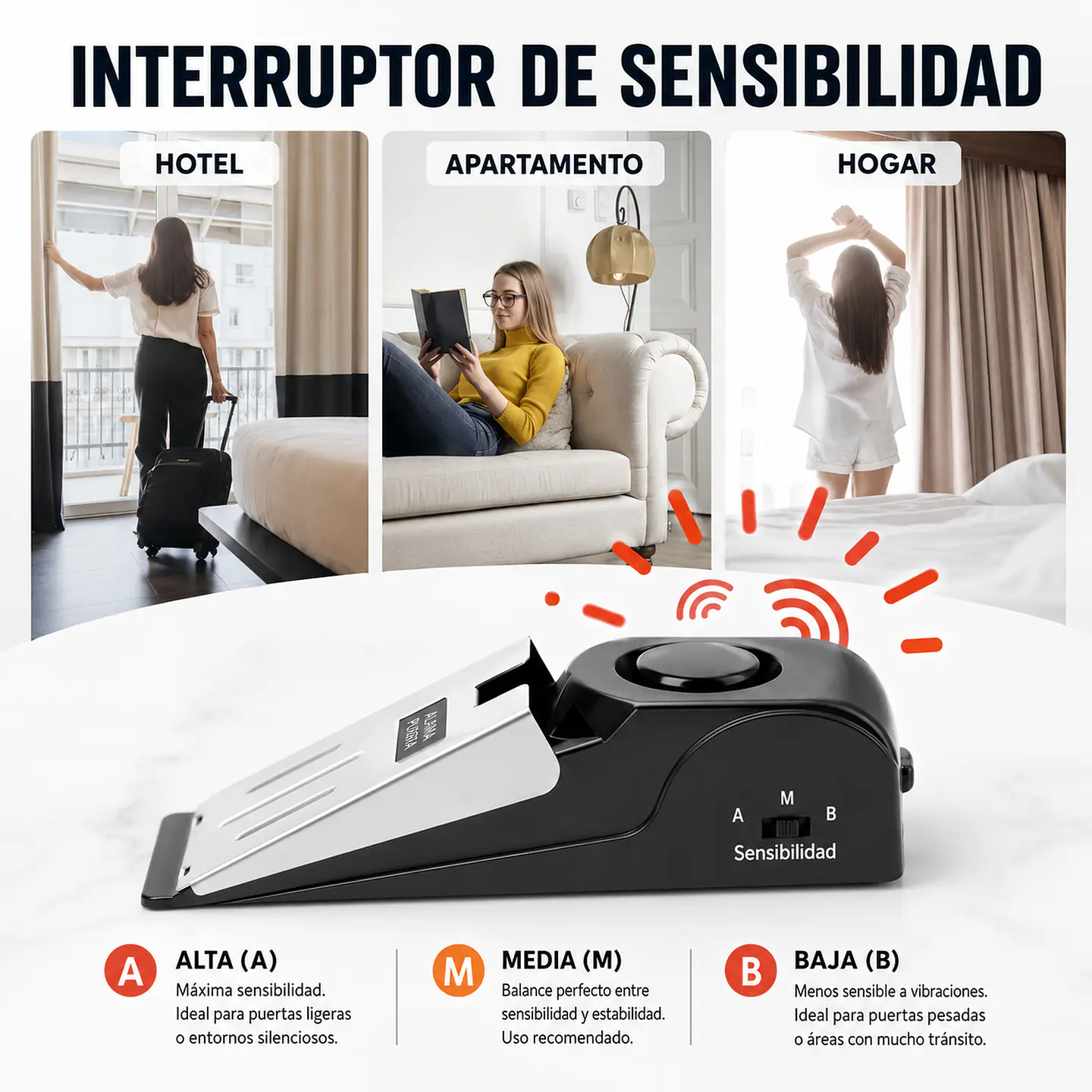 Alarma Tope Seguridad en la Puerta Antirrobo Ruidoso 3