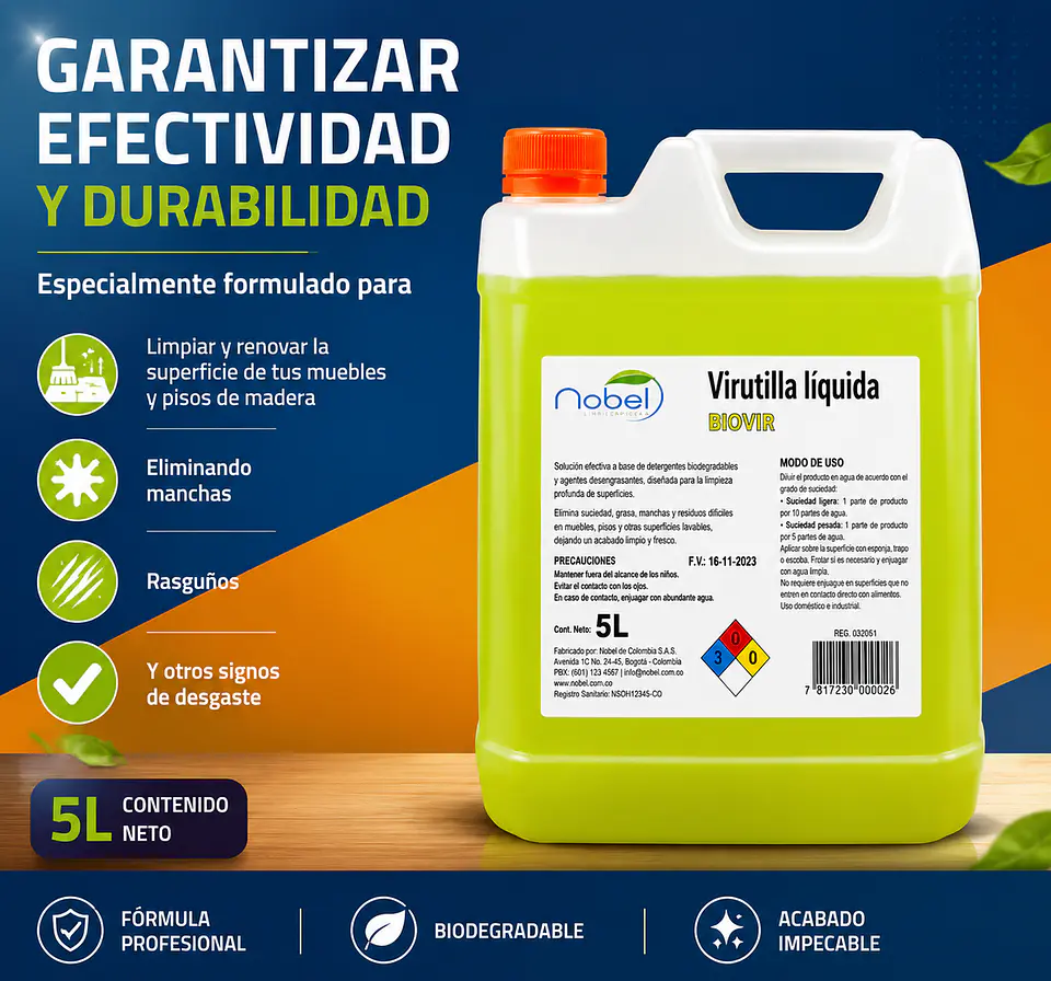 Virutilla Liquida Removedor De Cera para pisos 5 litros 2