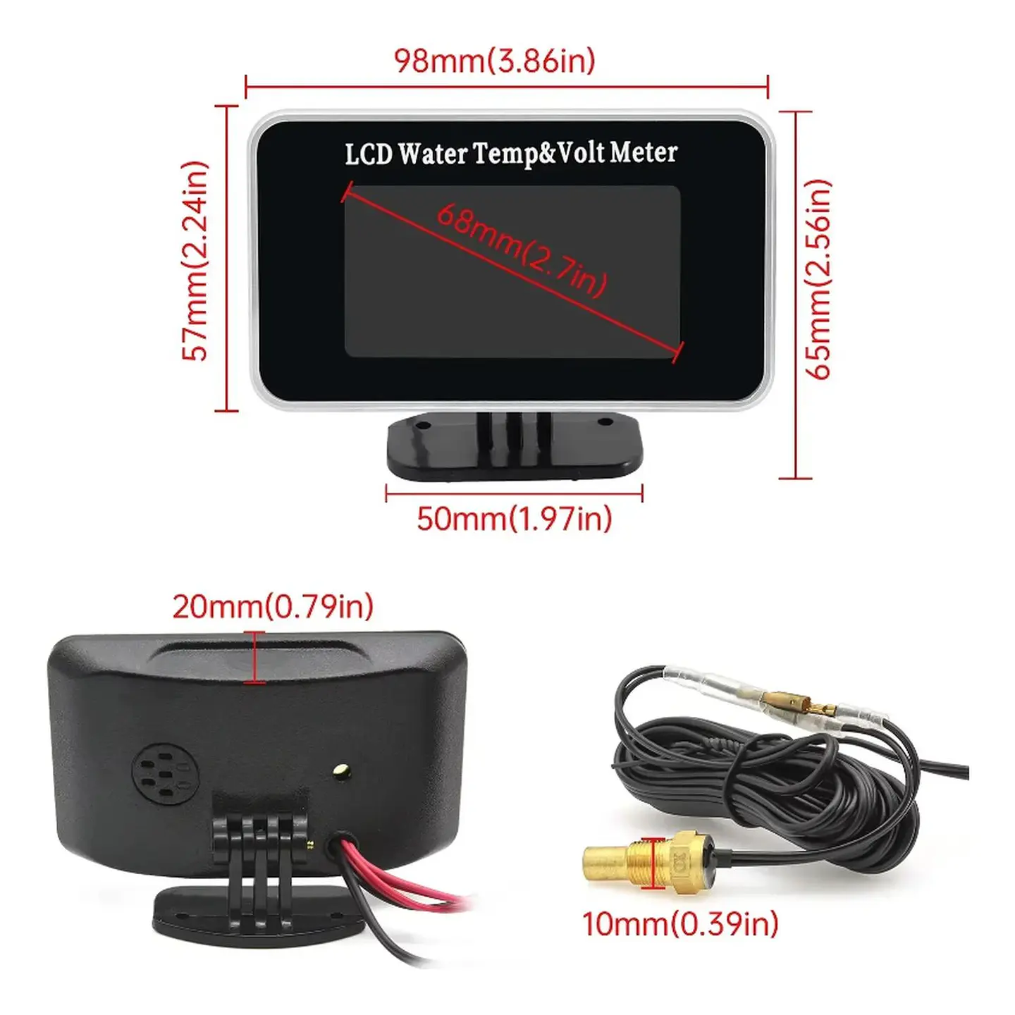 Reloj Marcador De Temperatura + Voltímetro Digital 12v-24v 3