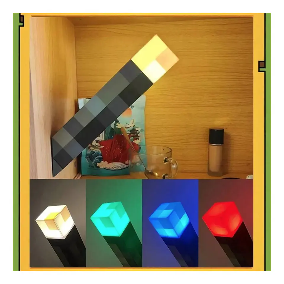 Lámpara Antorcha Minecraft Recargable 4 Colores En 1 Gamer 5