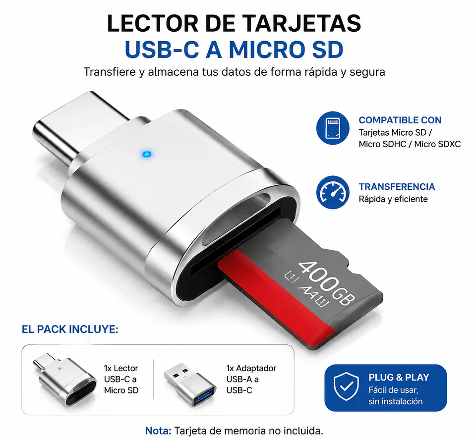 Lector De Tarjetas micro sd celular almacenamiento 3