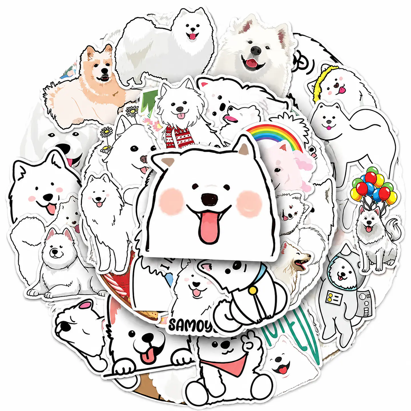 Sticker perritos samoyedo para pegar en todos lados 1