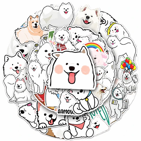 Sticker perritos samoyedo para pegar en todos lados