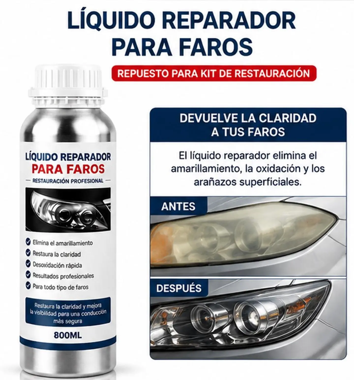 Foco Faro Auto Limpia Repara Restaura Pulir Rayones 300 3