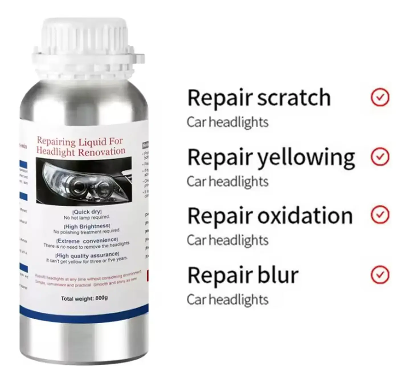Foco Faro Auto Limpia Repara Restaura Pulir Rayones 50 Ml 6