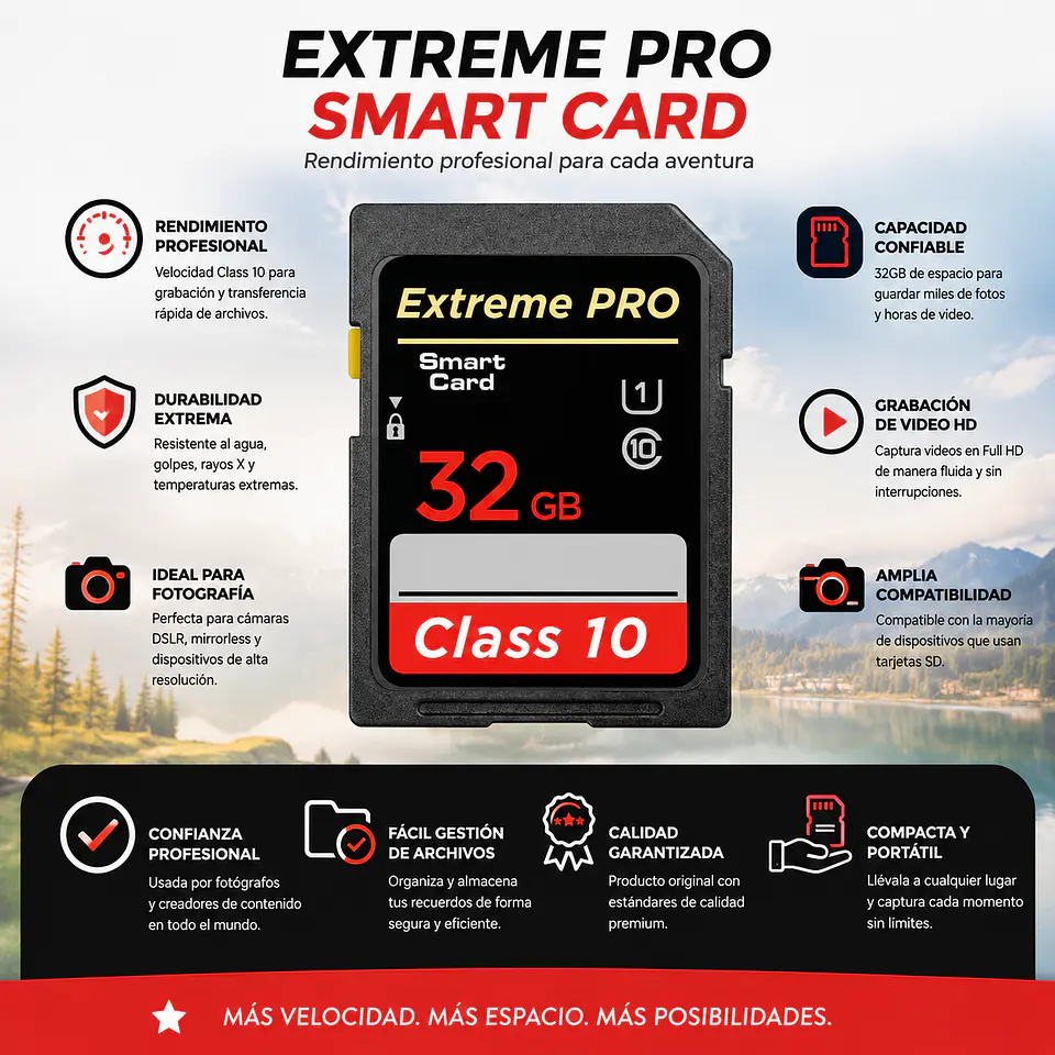 Tarjeta sd 32 gb Memoria Extreme Pro serie 10 3