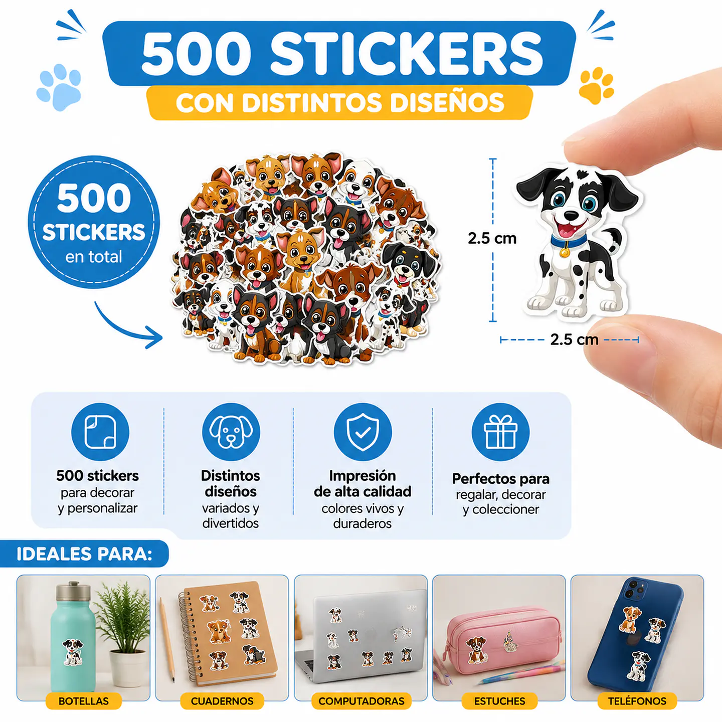 Sticker de perritos 500 diseños para pegar 3