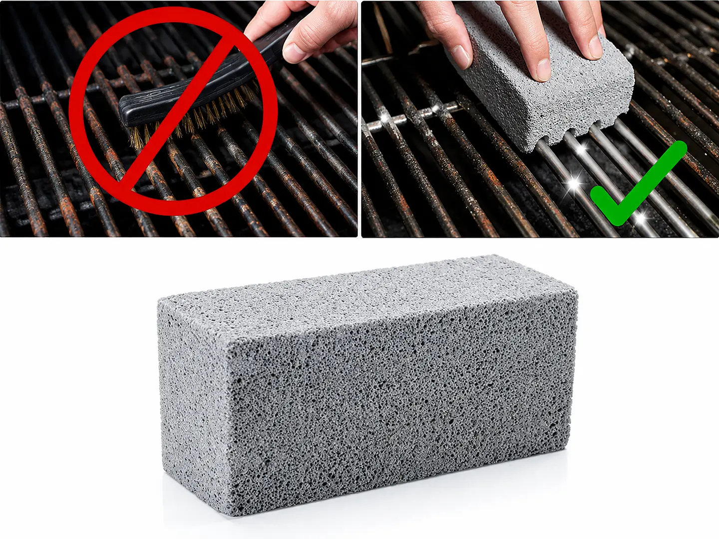 Limpiador De Planchas Y Parrillas Grill Brick Raspador Plateado 5
