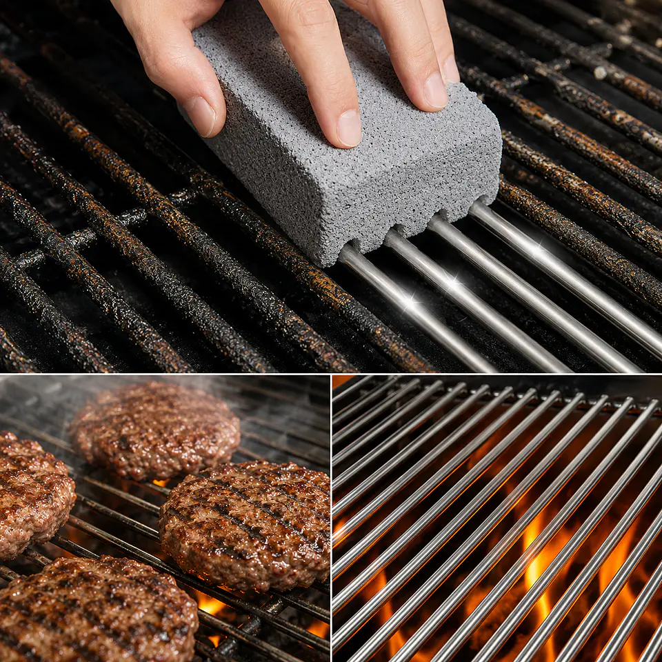 Limpiador De Planchas Y Parrillas Grill Brick Raspador Plateado 6