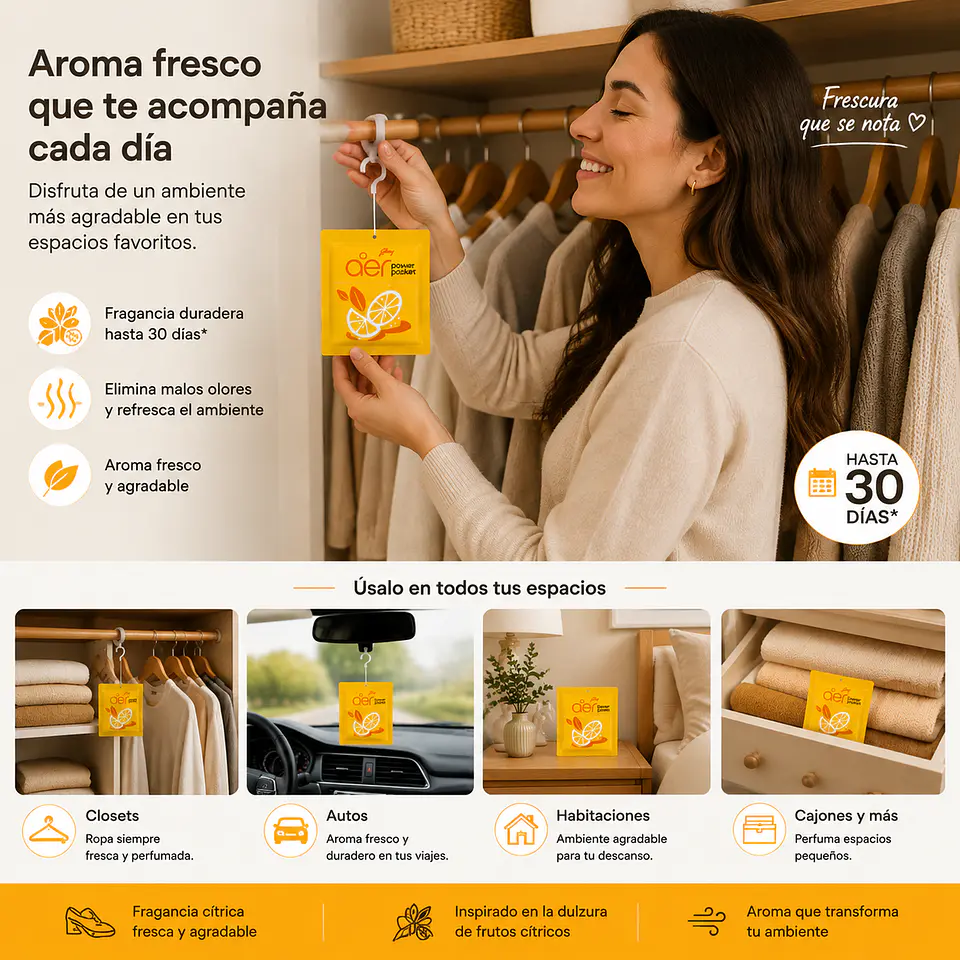 Aromatizante para autos pieza closet 30 dias 10