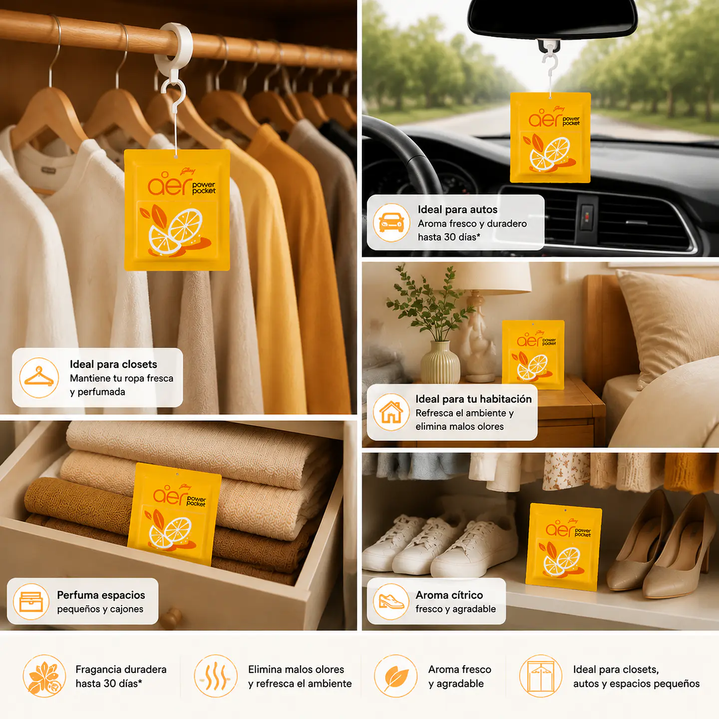 Aromatizante para autos pieza closet 30 dias 12