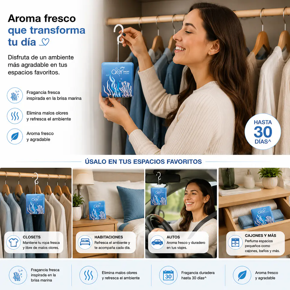 Aromatizante para autos pieza closet 30 dias 16