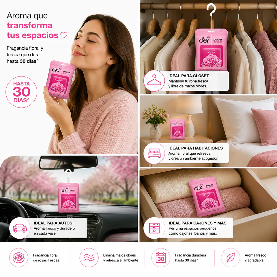 Aromatizante para autos pieza closet 30 dias 18