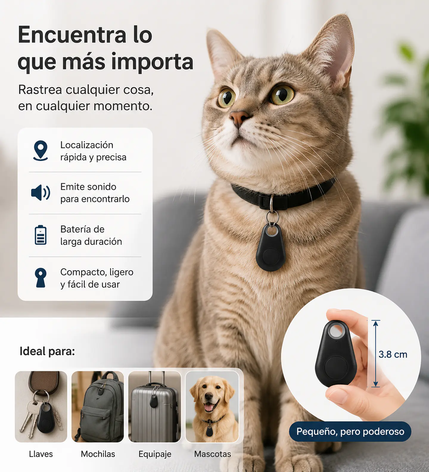 Rastreador de ubicacion para encontrar mascota llaves billetera 2
