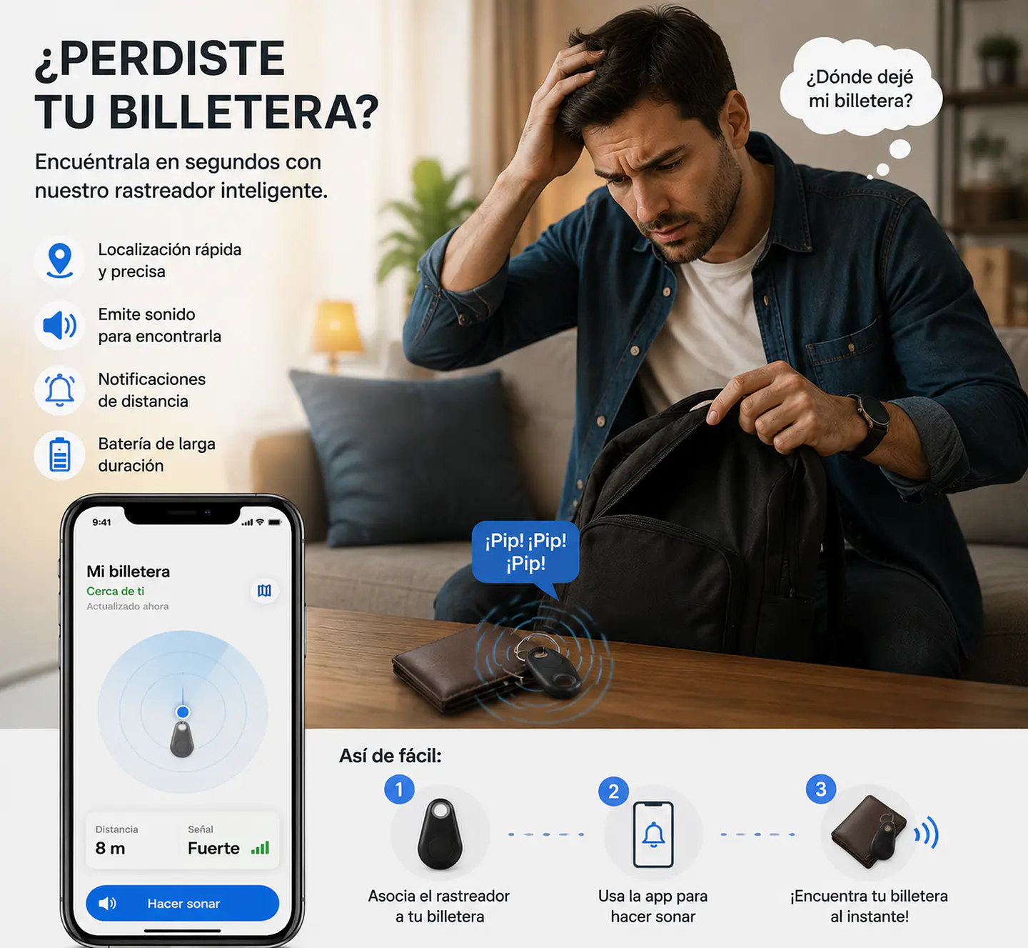 Rastreador de ubicacion para encontrar mascota llaves billetera 5