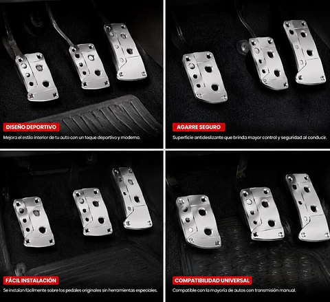 Cubrepedales Tuning Universal Racing para Auto, 3 Piezas